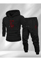 Gothic Men's Hoodie Set with the Words'I'M Fine' Printed on It