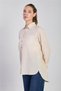Women's Oversize Shirt with Wooden Buttons - Stone Color - 4