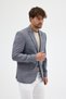 Facune Men's Gray Plaid Fabric Mono Collar Sports Blazer Jacket - 4