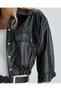 Women's Short Leather Jacket Fleece Inside Surface Pocket Short Leather Coat - 3