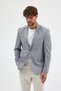 Facune Men's Light Gray Plaid Fabric Mono Collar Sports Blazer Jacket - 4