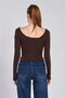 Women's Front and Back Boat Neck Bodysuit - Brown - 5
