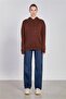 Women's Hooded Kangaroo Pocket Sweatshirt - Brown - 3