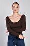 Women's Front and Back Boat Neck Bodysuit - Brown