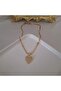 Zircon Stone Heart Detailed Italian Chain Steel Necklace (46.5 cm) - 6