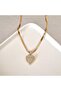 Zircon Stone Heart Detailed Italian Chain Steel Necklace (46.5 cm) - 2