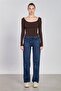 Women's Front and Back Boat Neck Bodysuit - Brown - 3