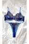 Underwire Lace Tulle Bra Panty Set - 3