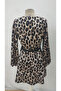 Women's Double Breasted Collar Belted Leopard Print Modal Fabric Mini Dress - 5