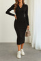 Women's V-Neck Detail Knitwear Dress - 2