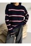 New Season Crew Neck Striped Oversize Women's Knitwear Sweater 52116019 - 2