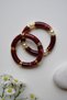Burgundy Pearl Detailed Vintage Curved Bracelet Set - 3
