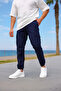 Cargo Pocket Parachute Fabric Navy Blue Color Men's Trousers - 3