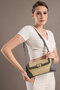 Ottava Wicker Pattern Women's Gray Shoulder Bag with Interior Zipper Compartment and Special Buckle Lock - 4