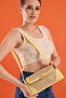 Ottava Wicker Pattern Women's Yellow Shoulder Bag with Internal Zipper Compartment and Special Buckle Lock - 8