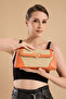 Ottava Wicker Pattern Women's Orange Shoulder Bag with Internal Zipper Compartment and Special Buckle Lock - 5