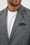 Facune Men's Black-Grey Plaid Fabric Mono Collar Sports Blazer Jacket - 2