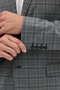 Facune Men's Black-Grey Plaid Fabric Mono Collar Sports Blazer Jacket - 5