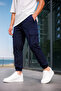 Cargo Pocket Parachute Fabric Navy Blue Color Men's Trousers - 2