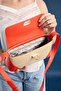 Ottava Wicker Pattern Women's Orange Shoulder Bag with Internal Zipper Compartment and Special Buckle Lock - 2