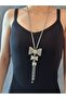 Zircon Stone Embellished Bow Women's Necklace 34 cm - 8