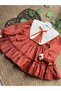 Grace Velvet Lace Collar Detailed Long Sleeve Skirted Girls' Dress