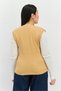 Women V Neck Knitted Vest, Gold - 2