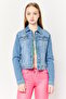 Women Washed Denim Jacket, Blue