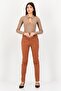 Women Skinny Fit Solid Skinny Pants, Brown - 4