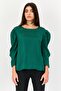 Women Crew Neck Solid Long Sleeves Top, Green