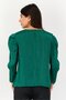 Women Crew Neck Solid Long Sleeves Top, Green - 4