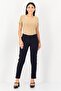 Women Regular Fit Mid Waist Solid Dress Pants, Dark Navy - 4
