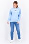 Women Hooded Brand Logo Long Sleeves Sweatshirt, Dusty Blue - 4