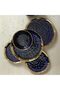 Stone Lain Porcelain 16 Piece Dinnerware Set, Service for 4, Blue and Golden Rim, Dark Blue - 6