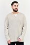 Men Crew Neck Heather Sweater, Beige