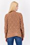 Women Split Neck Crochet Cardigan, Brown - 2