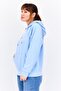 Women Hooded Brand Logo Long Sleeves Sweatshirt, Dusty Blue - 2
