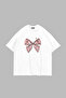 H. Kitty Bow Printed Oversize Unisex White Tshirt
