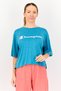 Women Sportswear Fit Brand Logo Short Sleeve Training T-Shirt, Teal Green