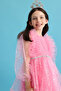 Pink Off-Shoulder Ruffle Detailed Starry Girl's Dress - Stella - 3