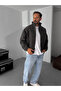 Anthracite Bomber Leather Jacket Ep-7321 - 6