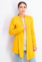 Women Plain Split Neck Long Sleeve Cardigan, Mustard