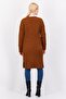 Women Split Neck Knitted Cardigans, Rust Brown - 4