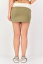 Women Solid Mini Skirts, Dark Khaki - 4