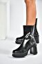 V272784260 Black Rustic Thick Heeled Women's Boots - 2