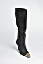 V752574102 Black Suede Thin Heeled Women's Boots - 5