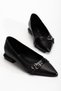 Women's Genuine Leather Double Buckle Detailed Special Design Comfortable Stylish Black Ballerinas - 4