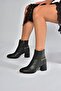V848241409 Black Thick Heeled Women's Boots