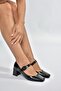 T820010360 Black Rustic Thick Heeled Women's Shoes - 5
