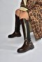 V312212360 Brown Rustic Women's Boots with Rubber Detail on the Back - 3